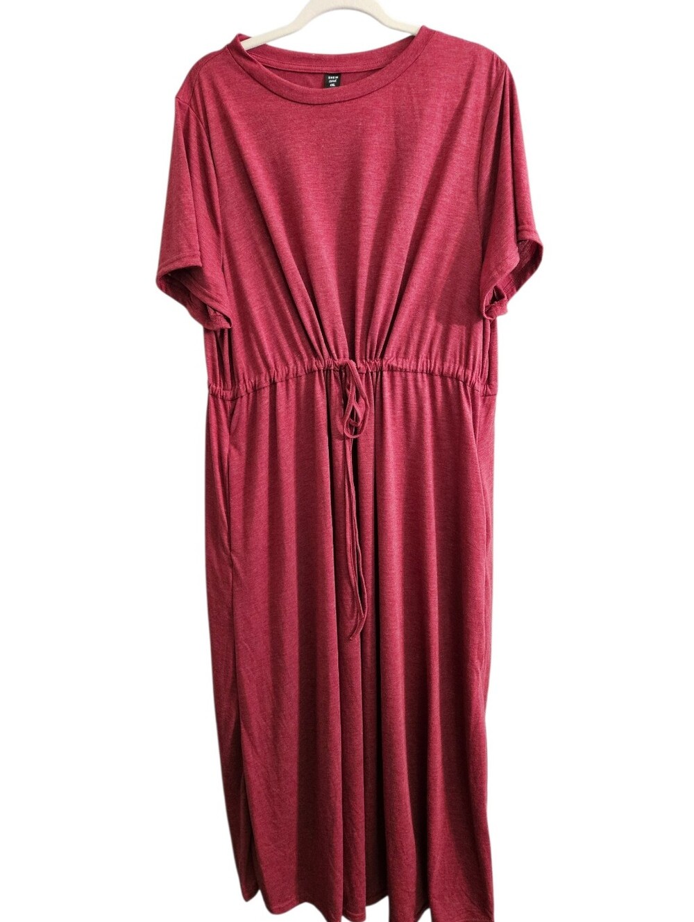 SHEIN 4XL Drawstring Waist Maxi Dress - Wine Color